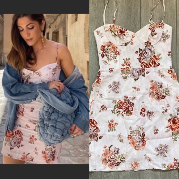 Floral print mini linen dress - Picture 5 of 16